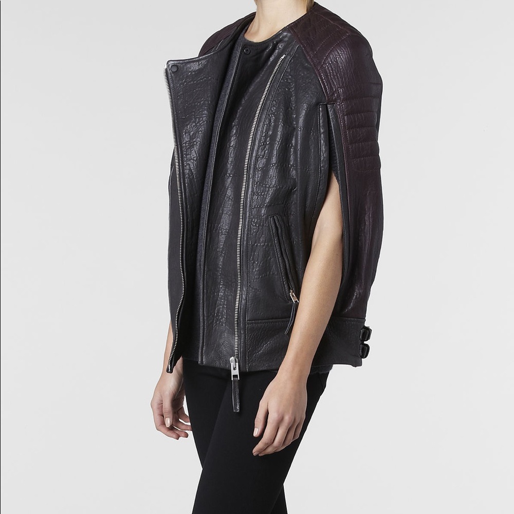 All Saints biker Moto cape / poncho leather